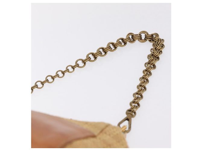 PRADA Chain Shoulder Bag Raffia Beige Gold Tone - vista 14