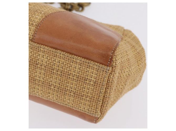 PRADA Chain Shoulder Bag Raffia Beige Gold Tone - vista 15