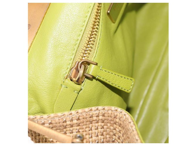 PRADA Chain Shoulder Bag Raffia Beige Gold Tone - vista 23