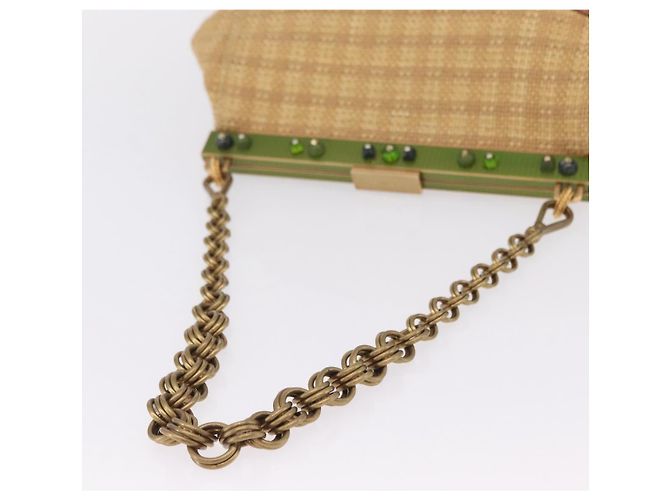 PRADA Chain Shoulder Bag Raffia Beige Gold Tone - vista 7