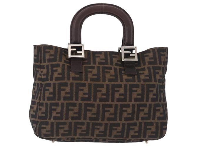 FENDI Zucca Canvas Hand Bag Black Brown - vista 13