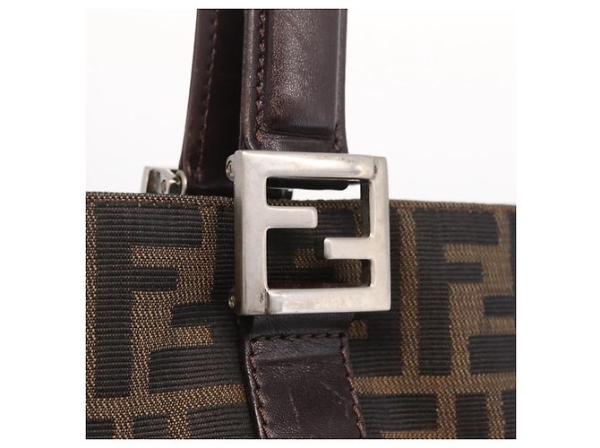 FENDI Zucca Canvas Hand Bag Black Brown - vista 17
