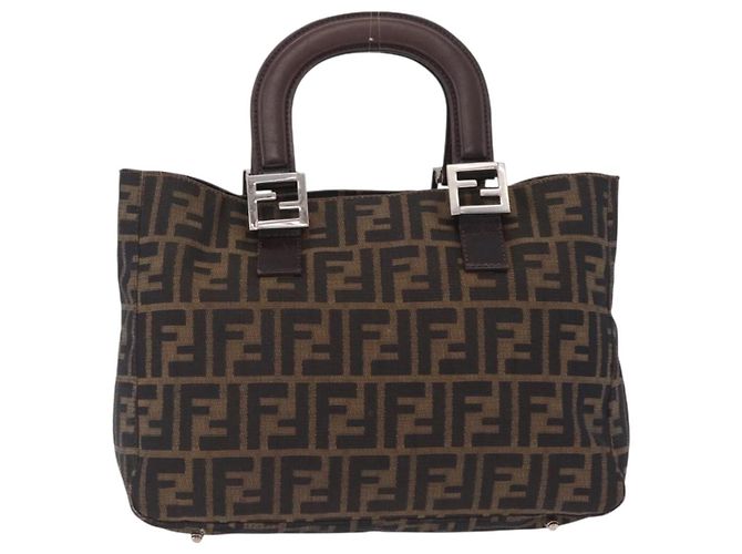 FENDI Zucca Canvas Hand Bag Black Brown - vista 2
