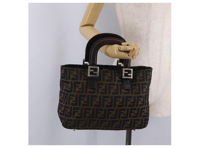 FENDI Zucca Canvas Hand Bag Black Brown - vista 24