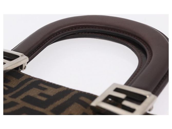FENDI Zucca Canvas Hand Bag Black Brown - vista 8