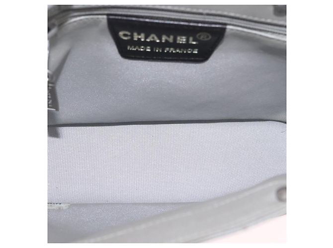CHANEL Choco Bar Hand Bag Nylon Gris Plata CC - vista 10