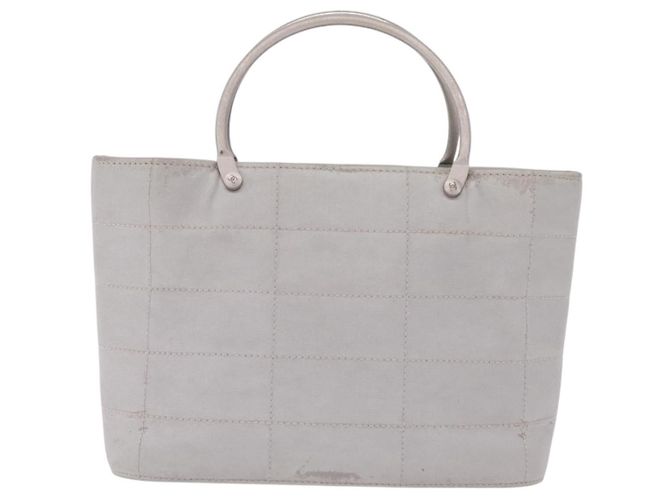 CHANEL Choco Bar Hand Bag Nylon Gris Plata CC - vista 13