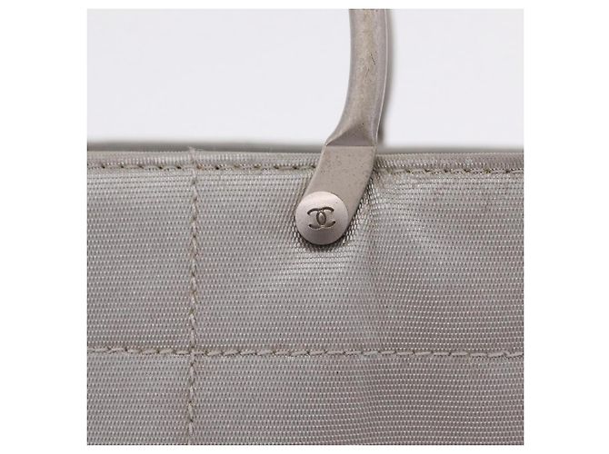 CHANEL Choco Bar Hand Bag Nylon Gris Plata CC - vista 20