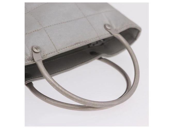 CHANEL Choco Bar Hand Bag Nylon Gris Plata CC - vista 7