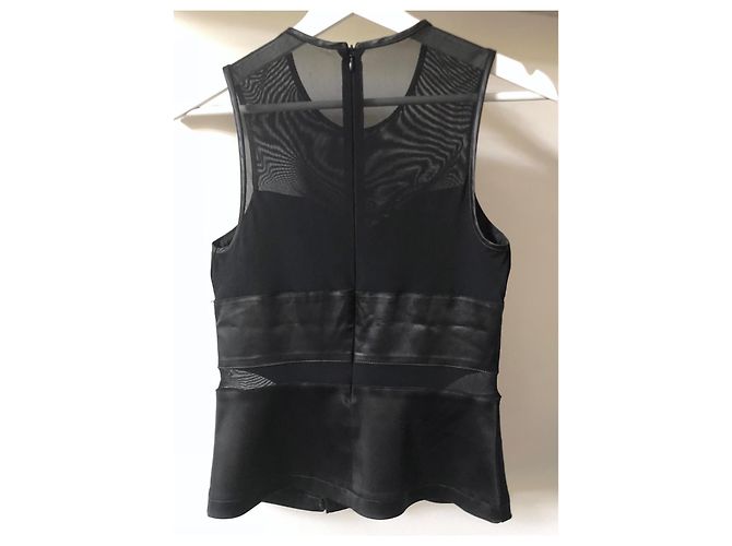 Pinko Ärmelloses Top oder Tanktop aus schwarzem Satin und Mesh Gr. S oder 36 - Ansicht 3