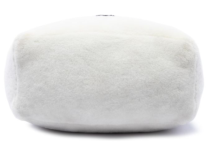 Tote Sac cabas Prada en shearling blanc avec logo - vue 3