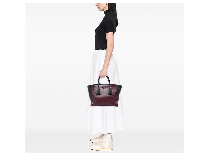 Borsa Prada Red Bicolor Glace Calf Twin Pocket Double Handle Satchel - vista 5