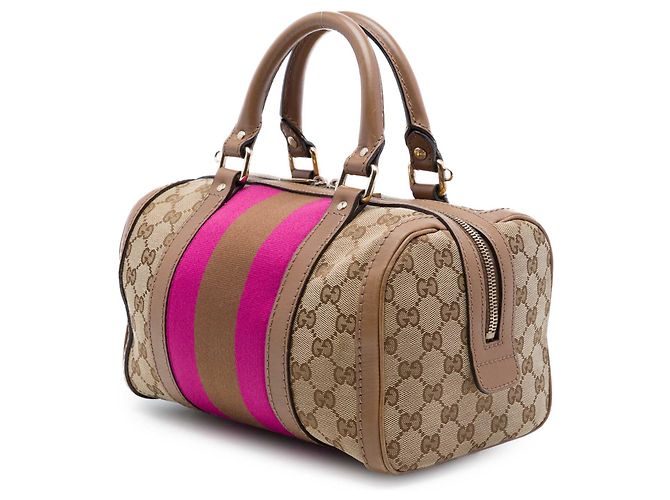 Borsa Boston Gucci Joy Small in tela GG beige con Web - vista 2
