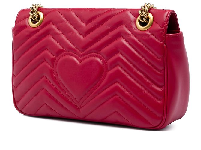 Borsa a tracolla Gucci Red Medium GG Marmont Matelassé in pelle di vitello - vista 2