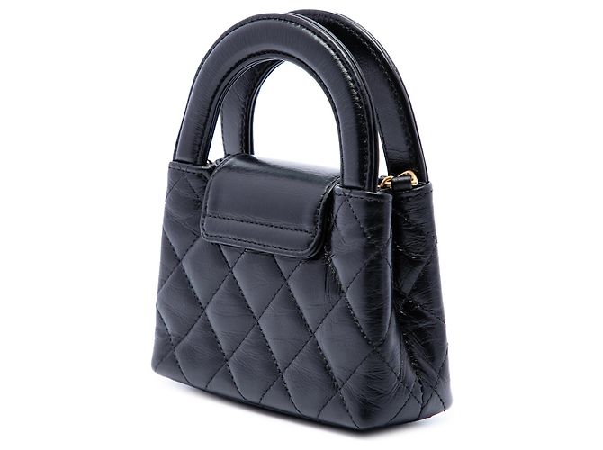 Borsa Chanel Kelly Shopper Nano in pelle di vitello invecchiata nera - vista 2