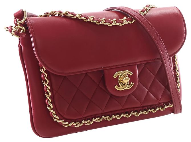 Chanel Red Small Quilted Lambskin CC Unchained Flap - vista 14