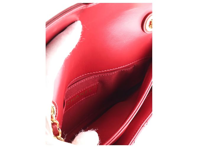 Chanel Red Small Quilted Lambskin CC Unchained Flap - vista 4