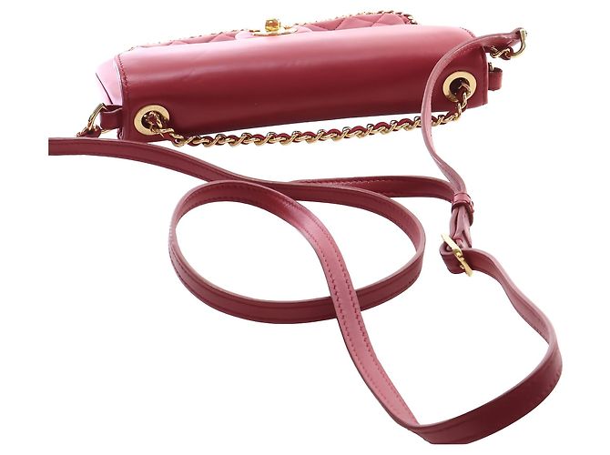 Chanel Red Small Quilted Lambskin CC Unchained Flap - vista 6