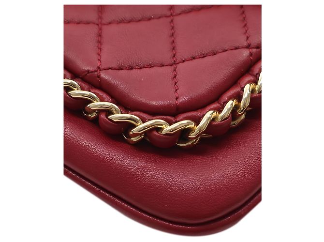 Chanel Red Small Quilted Lambskin CC Unchained Flap - vista 7