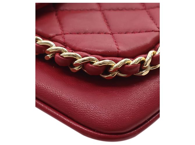 Chanel Red Small Quilted Lambskin CC Unchained Flap - vista 8