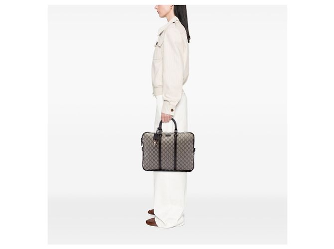 Borsa da lavoro Gucci Beige GG Supreme - vista 6