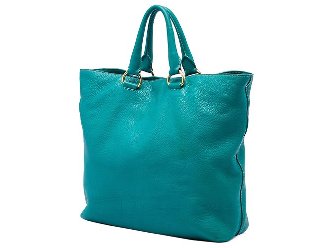 Borsa Tote Aperta Convertibile Prada Blue Vitello Daino - vista 2