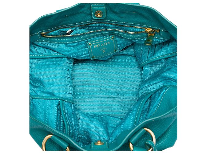 Borsa Tote Aperta Convertibile Prada Blue Vitello Daino - vista 4