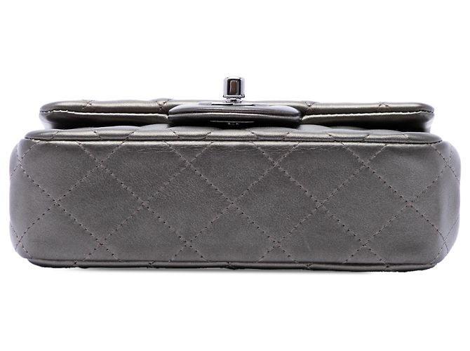 Chanel Gray Extra Mini Rectangular Classic Metallic Lambskin Single Flap - vista 3