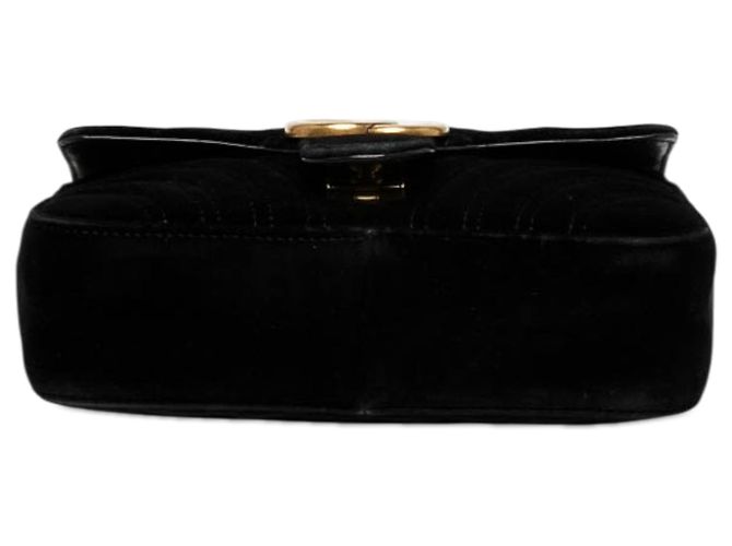 Gucci Borsa a tracolla Small GG Marmont in velluto matelassé nero - vista 3