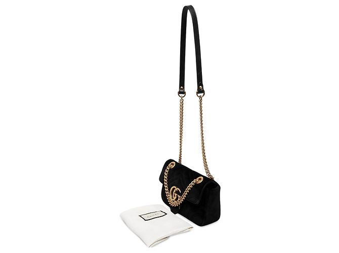Gucci Borsa a tracolla Small GG Marmont in velluto matelassé nero - vista 7