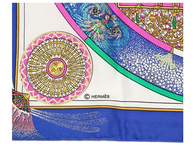 Pañuelo de seda Hermès Blue Feux D Artifice - vista 2