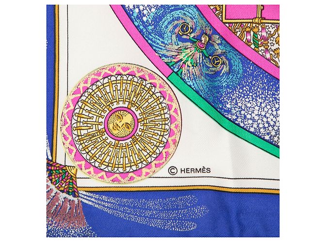 Pañuelo de seda Hermès Blue Feux D Artifice - vista 3
