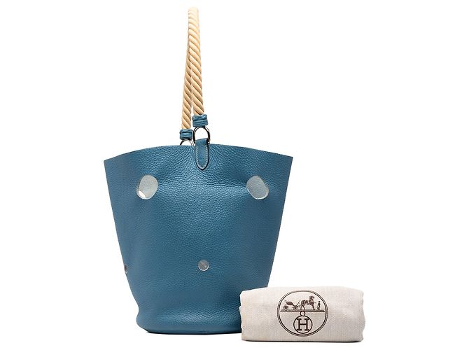Hermès Blue Clemence Mangeoire Bucket PM - Ansicht 7