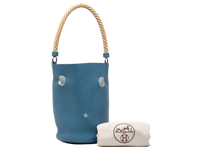 Hermès Blue Clemence Mangeoire Bucket PM - Ansicht 9