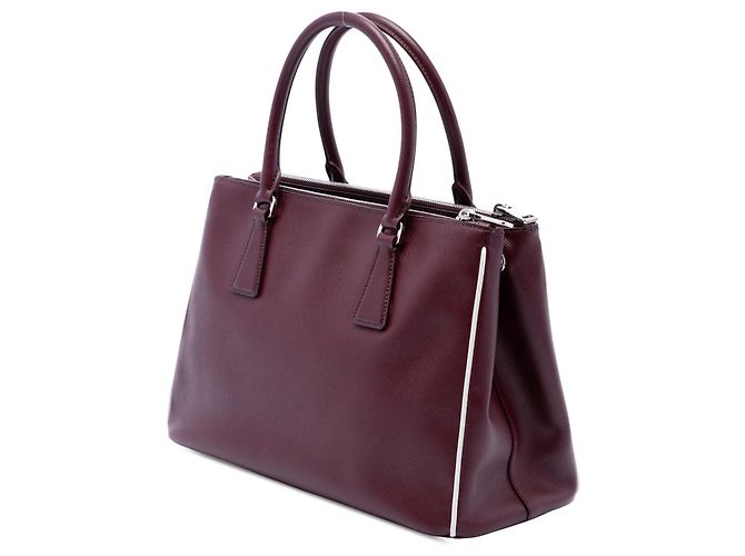 Prada Borsa Satchel Galleria Double Zip Small in Saffiano Lux Rossa - vista 2