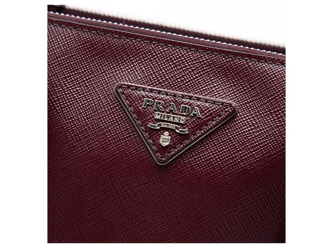 Prada Borsa Satchel Galleria Double Zip Small in Saffiano Lux Rossa - vista 5