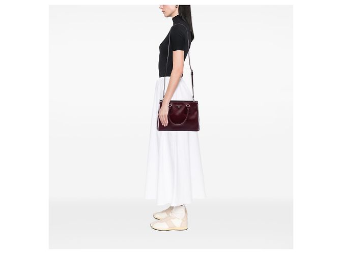 Prada Borsa Satchel Galleria Double Zip Small in Saffiano Lux Rossa - vista 6