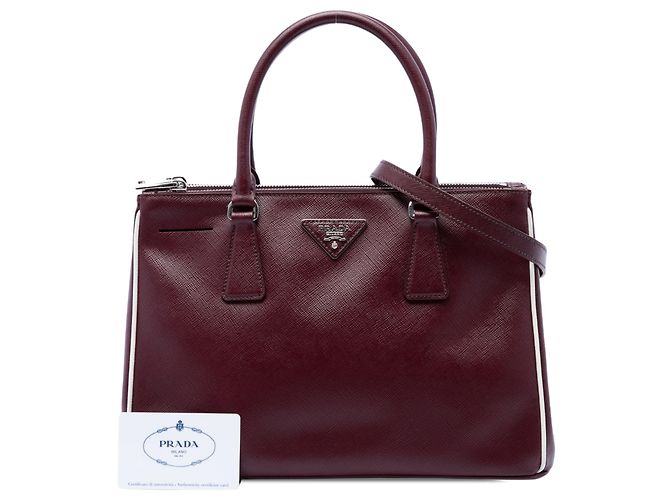 Prada Borsa Satchel Galleria Double Zip Small in Saffiano Lux Rossa - vista 7