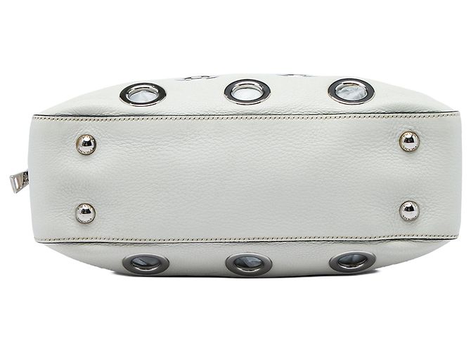Bolsa de Ombro Prada em Vitello Daino Branco com Corrente e Ilhoses - vista 3