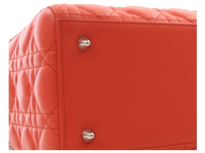 Dior Orange Medium Lambskin Cannage Lady Dior - vista 12