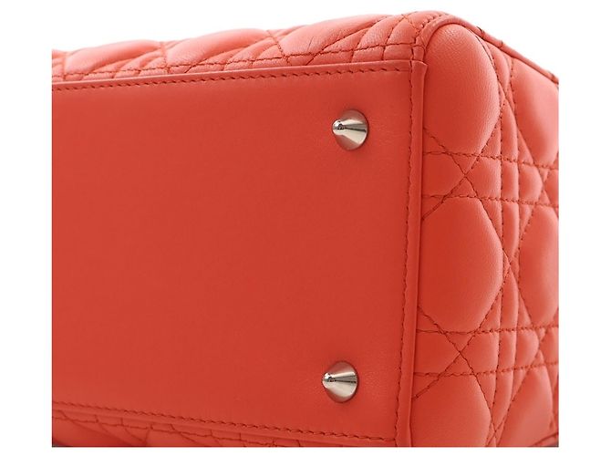 Dior Orange Medium Lambskin Cannage Lady Dior - vista 13