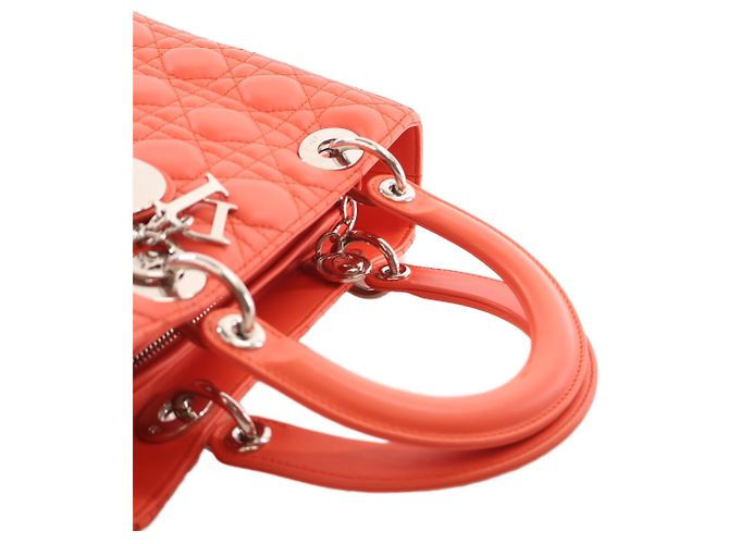 Dior Orange Medium Lambskin Cannage Lady Dior - vista 15
