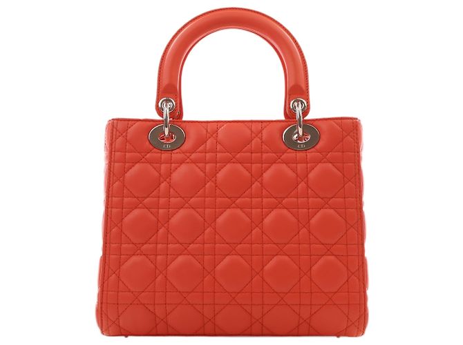 Dior Orange Medium Lambskin Cannage Lady Dior - vista 2
