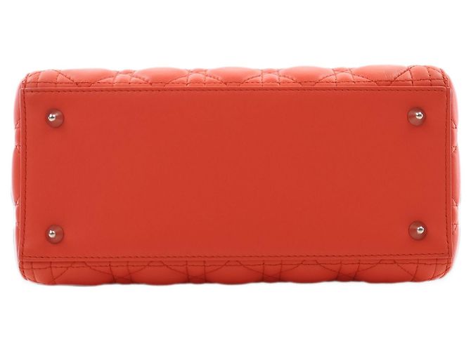 Dior Orange Medium Lambskin Cannage Lady Dior - vista 3
