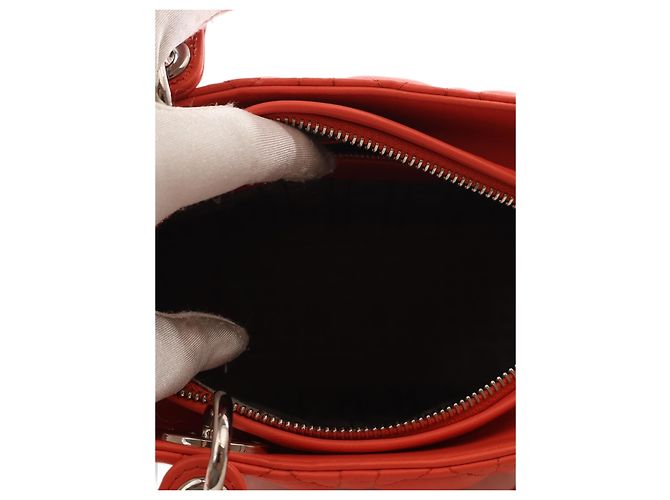 Dior Orange Medium Lambskin Cannage Lady Dior - vista 4