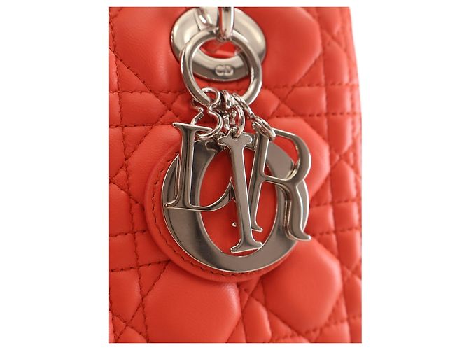 Dior Orange Medium Lambskin Cannage Lady Dior - vista 5