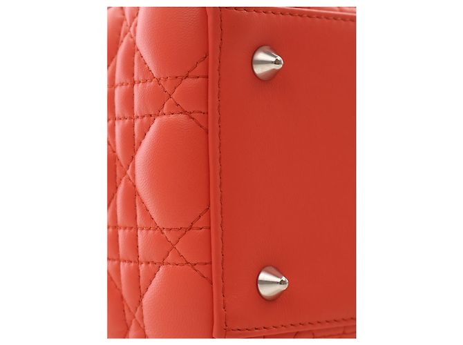 Dior Orange Medium Lambskin Cannage Lady Dior - vista 6