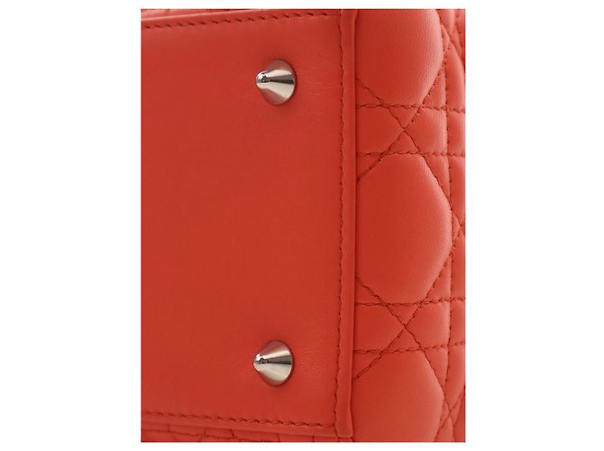 Dior Orange Medium Lambskin Cannage Lady Dior - vista 7