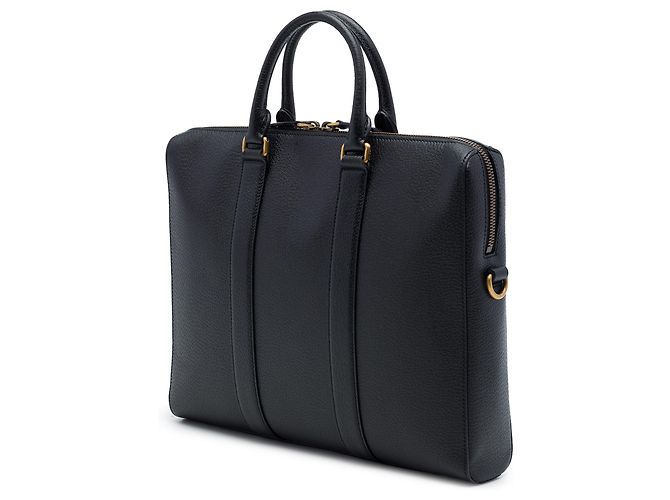 Borsa Business Gucci in pelle di vitello nera con Web - vista 2