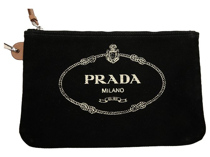 Prada Canapa Logo-Etui aus schwarzem Canvas - Ansicht 5